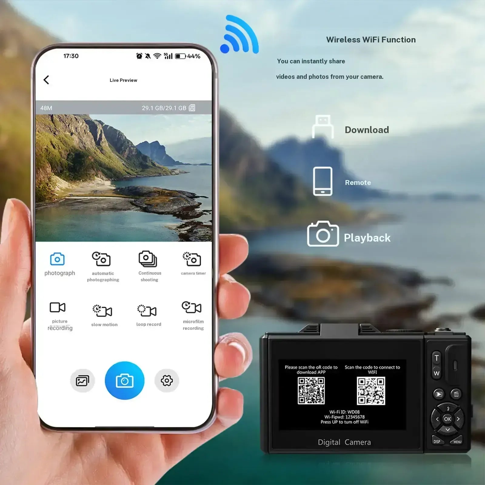 4K Digital Camera for Photography, 64MP Vlogging Camera with 3" 180° Flip Screen, 18X Zoom, 32GB Card & 2 Batteries - Ideal Travel & Holiday Gift