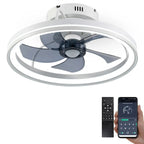 Ceiling Fans with Lights, Flush Mount Modern Ceiling Fan and App & Remote Control, 19" LED Dimmable 6 Speeds Summer Gift