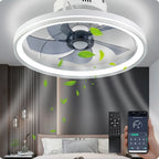 Ceiling Fans with Lights, Flush Mount Modern Ceiling Fan and App & Remote Control, 19" LED Dimmable 6 Speeds Summer Gift