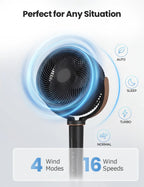 Fan for Bedroom, 120° Oscillating Standing Fan, 85ft Air Circulator With Remote, DC Motor Quiet Floor Fan