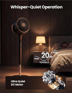Fan for Bedroom, 120° Oscillating Standing Fan, 85ft Air Circulator With Remote, DC Motor Quiet Floor Fan