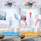 Ceiling Fans with Lights, Flush Mount Modern Ceiling Fan and App & Remote Control, 19" LED Dimmable 6 Speeds Summer Gift