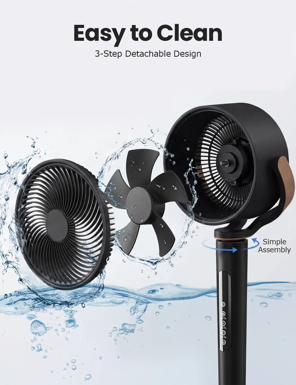 Fan for Bedroom, 120° Oscillating Standing Fan, 85ft Air Circulator With Remote, DC Motor Quiet Floor Fan