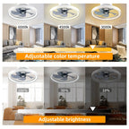 Ceiling Fans with Lights, Flush Mount Modern Ceiling Fan and App & Remote Control, 19" LED Dimmable 6 Speeds Summer Gift